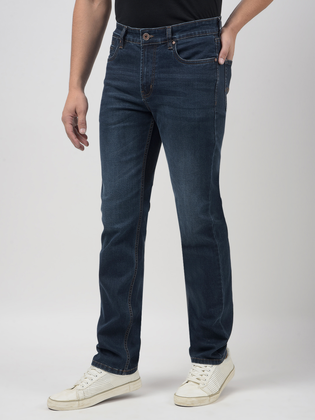 Numero Uno Men Solid Dark Blue Jeans